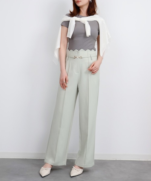 セール】スカラップハイウエストパンツ（スラックス）｜SAISON DE