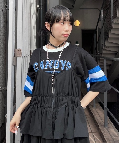 Candy Stripper（キャンディストリッパー）の「GARTER DETAIL SWITCHING Tシャツ（Tシャツ/カットソー・レディース・ブラック/ライトグレー/ネイビー・2）」の12枚目の写真