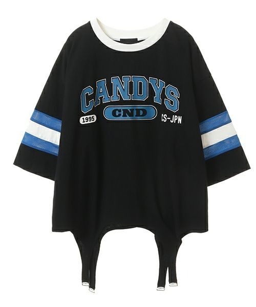 「Candy Stripper」 半袖Tシャツ 2 ブラック レディース Candy Stripper（キャンディストリッパー）の「GARTER DETAIL