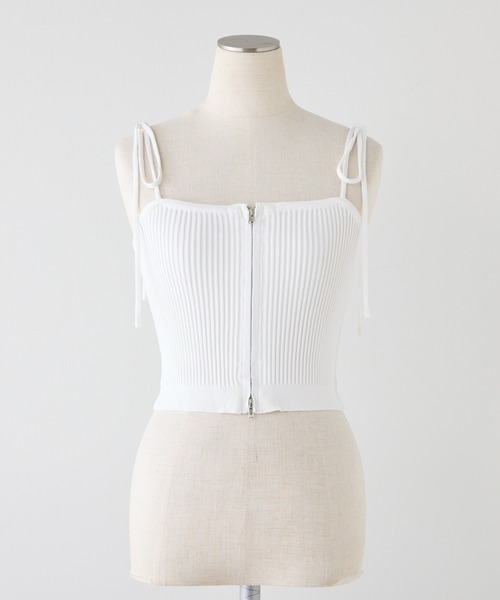 one after another NICE CLAUP（ワンアフターアナザーナイスクラップ）の「【セットアイテム】肩リボンキャミ+カーディガンリブニット（ニット/セーター・レディース・チャコールグレー/オフホワイト/サックスブルー/ピンク・FREE）」の19枚目の写真