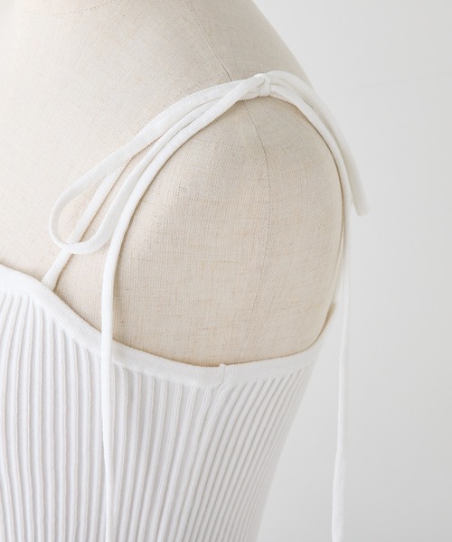 one after another NICE CLAUP（ワンアフターアナザーナイスクラップ）の「【セットアイテム】肩リボンキャミ+カーディガンリブニット（ニット/セーター・レディース・チャコールグレー/オフホワイト/サックスブルー/ピンク・FREE）」の18枚目の写真