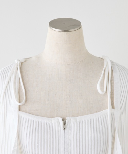 one after another NICE CLAUP（ワンアフターアナザーナイスクラップ）の「【セットアイテム】肩リボンキャミ+カーディガンリブニット（ニット/セーター・レディース・チャコールグレー/オフホワイト/サックスブルー/ピンク・FREE）」の16枚目の写真