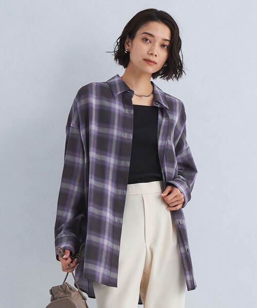 ブラウス シャツ 「size SHORTあり」シアー チェック シャツ レディース green label relaxing（グリーンレーベルリラクシング）の