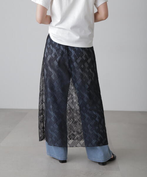 FREE'S MART（フリーズマート）の「チュールジャガードレイヤードスカート（スカート・レディース・ホワイト/ブラック・FREE）」の7枚目の写真