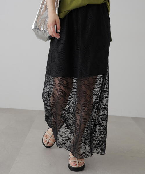 FREE'S MART（フリーズマート）の「チュールジャガードレイヤードスカート（スカート・レディース・ホワイト/ブラック・FREE）」の13枚目の写真