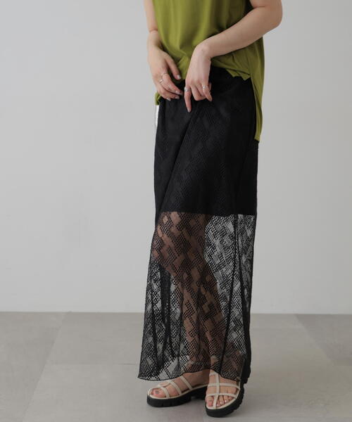 FREE'S MART（フリーズマート）の「チュールジャガードレイヤードスカート（スカート・レディース・ホワイト/ブラック・FREE）」の14枚目の写真