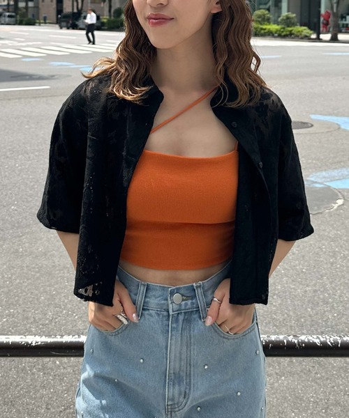 archives（アルシーヴ）の「２ｗａｙアシメクロップドキャミソール（キャミソール・レディース・ブルー/アイボリー/ブラック/オレンジ/ブラウン/グレー・MEDIUM）」の14枚目の写真