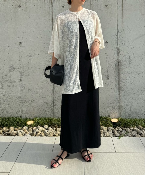 y/m by misato（イムバイミサト）の「レースジャガードオーバーサイズトップス（シャツ/ブラウス・レディース・ブラック/オフホワイト・FREE）」の11枚目の写真