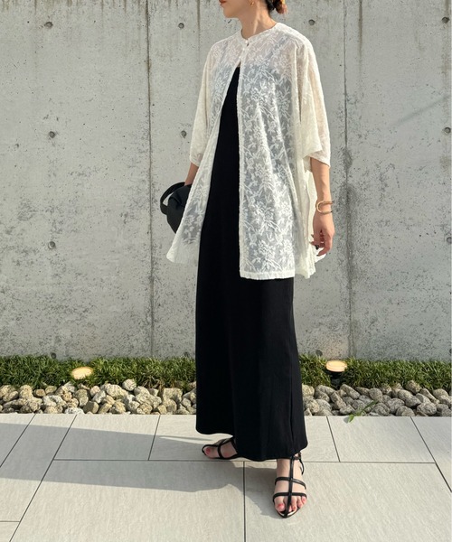 y/m by misato（イムバイミサト）の「レースジャガードオーバーサイズトップス（シャツ/ブラウス・レディース・ブラック/オフホワイト・FREE）」の10枚目の写真