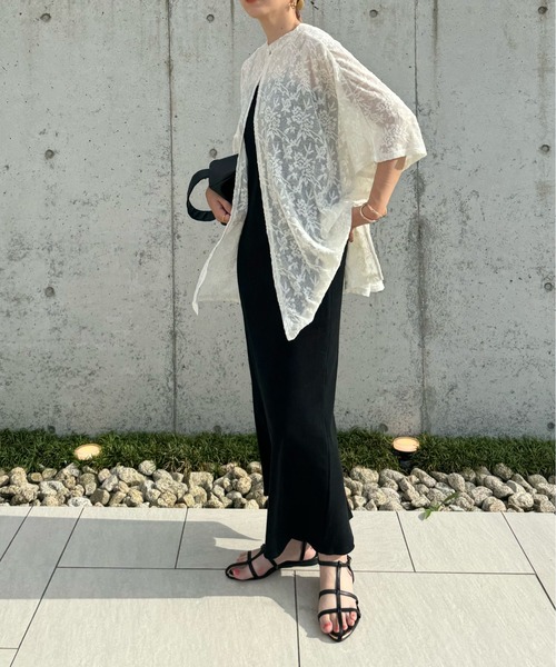 y/m by misato（イムバイミサト）の「レースジャガードオーバーサイズトップス（シャツ/ブラウス・レディース・ブラック/オフホワイト・FREE）」の9枚目の写真