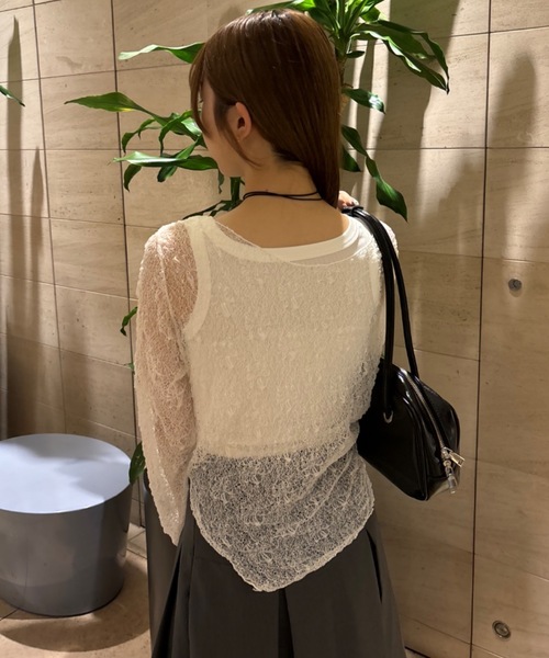 tシャツ Lace sheer tops/レースシアープトップス レディース Smyeon tシャツ Lace sheer tops/レースシアープトップス