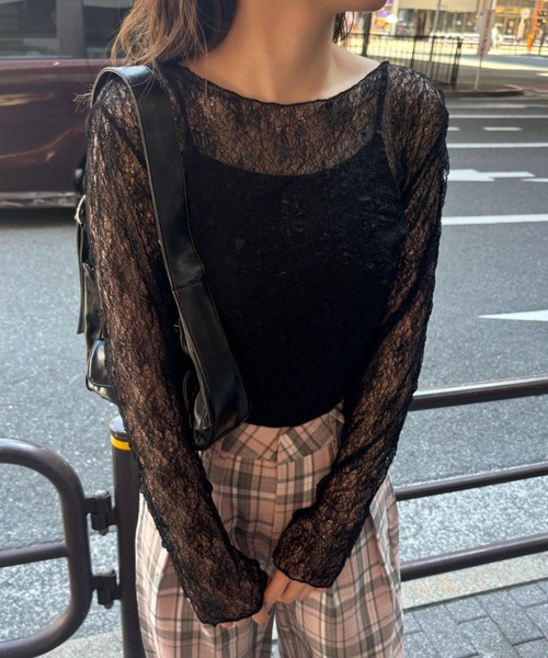 tシャツ Lace sheer tops/レースシアープトップス レディース Smyeon tシャツ Lace sheer tops/レースシアープトップス