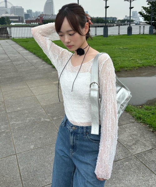 レースシアートップス / lace sheer tops（Tシャツ/カットソー