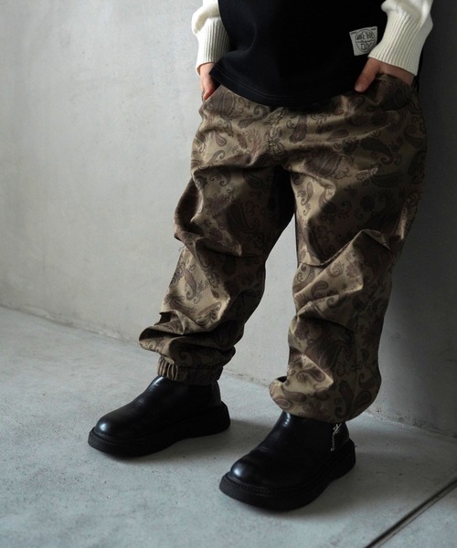 MAKE YOUR DAY（メイクユアデイ）の「無地と柄のパラシュートパンツ■80～140cm（その他パンツ・キッズ・ブラック/パープル/ベージュ/ブラウン・140/130/120/110/100/90/80）」の2枚目の写真