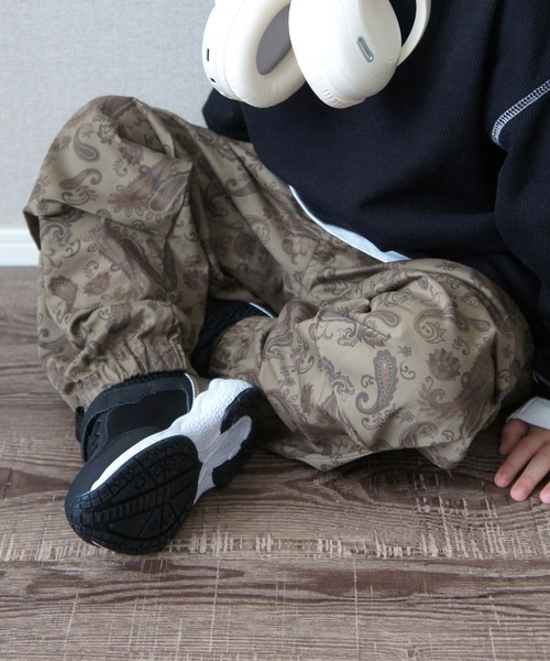 MAKE YOUR DAY（メイクユアデイ）の「無地と柄のパラシュートパンツ■80～140cm（その他パンツ・キッズ・ブラック/パープル/ベージュ/ブラウン・140/130/120/110/100/90/80）」の6枚目の写真