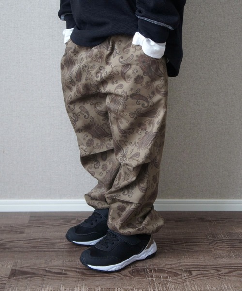 MAKE YOUR DAY（メイクユアデイ）の「無地と柄のパラシュートパンツ■80～140cm（その他パンツ・キッズ・ブラック/パープル/ベージュ/ブラウン・140/130/120/110/100/90/80）」の7枚目の写真