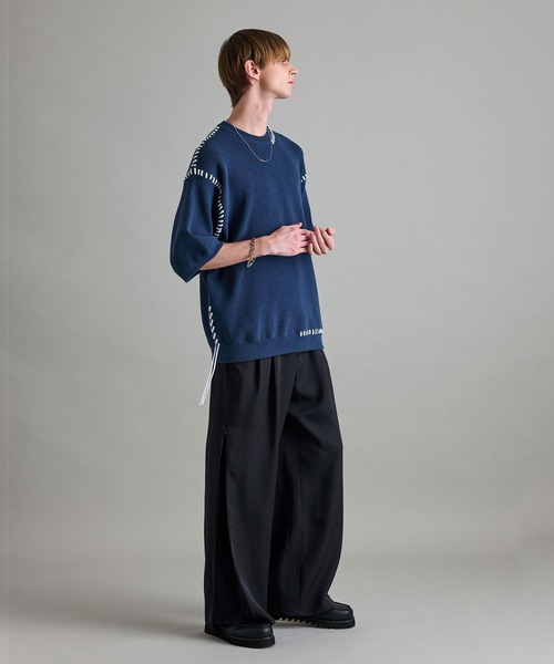 JUNRED（ジュンレッド）の「ビッグステッチニットTシャツ（Tシャツ/カットソー・メンズ・グリーン/ブルー系その他4/チャコールグレー・L/M/S）」の21枚目の写真