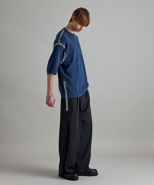 JUNRED（ジュンレッド）の「ビッグステッチニットTシャツ（Tシャツ/カットソー・メンズ・グリーン/ブルー系その他4/チャコールグレー・L/M/S）」の22枚目の写真