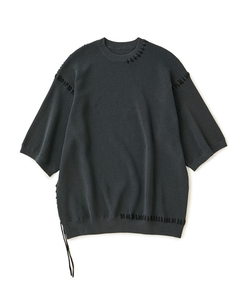 JUNRED（ジュンレッド）の「ビッグステッチニットTシャツ（Tシャツ/カットソー・メンズ・グリーン/ブルー系その他4/チャコールグレー・L/M/S）」の12枚目の写真