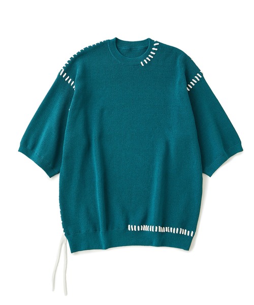 JUNRED（ジュンレッド）の「ビッグステッチニットTシャツ（Tシャツ/カットソー・メンズ・グリーン/ブルー系その他4/チャコールグレー・L/M/S）」の13枚目の写真