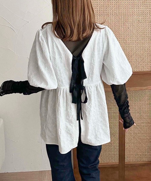 セール】【apres jour clair】アソートリボンチュニックブラウス