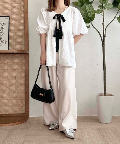 セール】【apres jour clair】アソートリボンチュニックブラウス