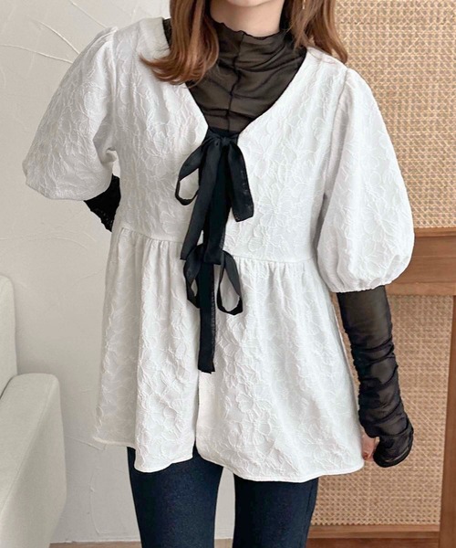 セール】【apres jour clair】アソートリボンチュニックブラウス