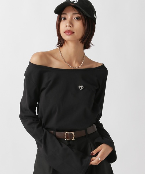 PAGEBOY(ページボーイ)の「ワンショルプレートトップス(Tシャツ/カットソー・レディース・ブラック/オフホワイト/ブラウン・FREE)」の3枚目の写真