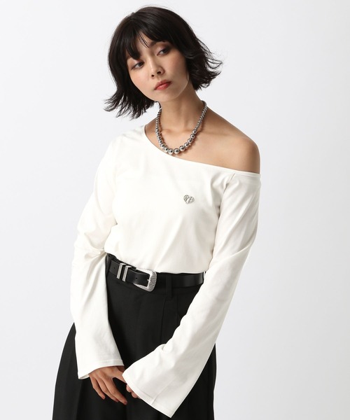 PAGEBOY(ページボーイ)の「ワンショルプレートトップス(Tシャツ/カットソー・レディース・ブラック/オフホワイト/ブラウン・FREE)」の7枚目の写真