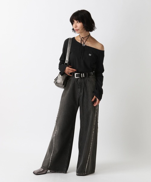 PAGEBOY(ページボーイ)の「ワンショルプレートトップス(Tシャツ/カットソー・レディース・ブラック/オフホワイト/ブラウン・FREE)」の10枚目の写真