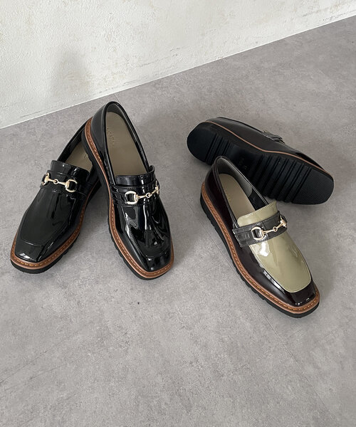 Thevon(ゼボン)の「配色エナメルローファー(ブーツ・レディース・ブラック/カーキ・M/L)」の7枚目の写真