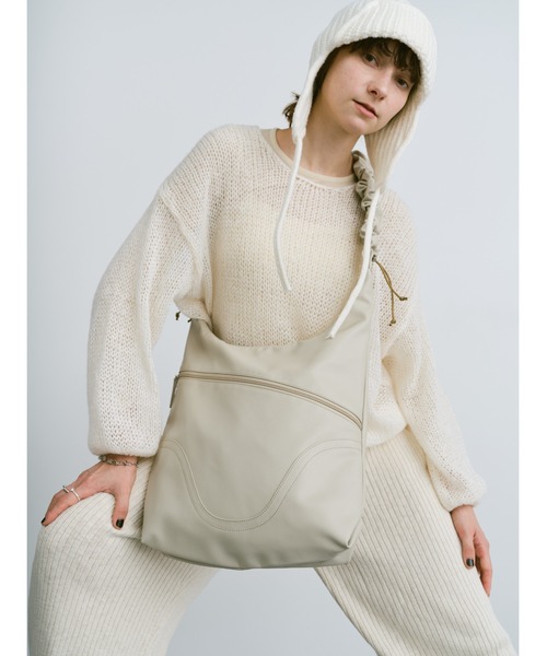 全6色 Anthropologie ウーブン ノット サッチェル ショルダー(S) ギャザーハンドルウェーブステッチショルダーバッグ / A4サイズ