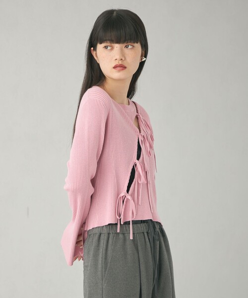 EMMEL REFINES（エメルリファインズ）の「＜EMMEL REFINES＞EM アシメリボン 2WAY ニットプルオーバー（ニット/セーター・レディース・ネイビー/ピンク/ナチュラル・FREE）」の8枚目の写真