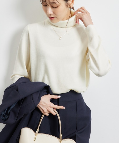 ROPE' PICNIC(ロペピクニック)の「天竺タートルネックニットプルオーバー/アンチピリング・帯電防止(ニット/セーター・レディース・ブラック/ホワイト系その他5/キナリ/ライトグレー/レッド・38)」の2枚目の写真