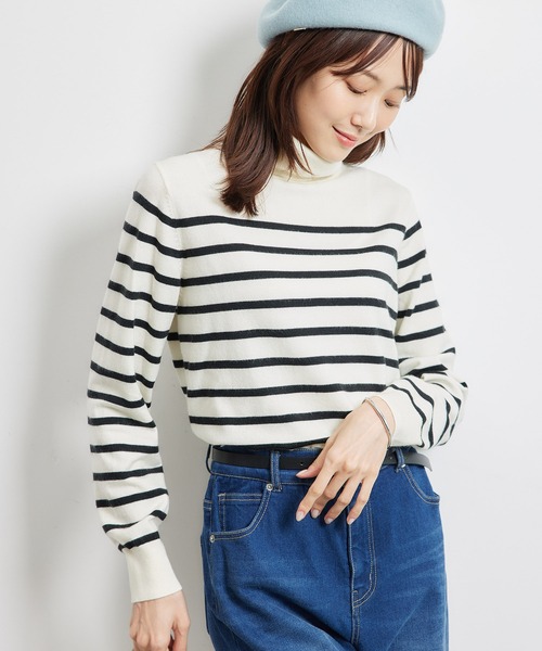 ROPE' PICNIC(ロペピクニック)の「天竺タートルネックニットプルオーバー/アンチピリング・帯電防止(ニット/セーター・レディース・ブラック/ホワイト系その他5/キナリ/ライトグレー/レッド・38)」の7枚目の写真