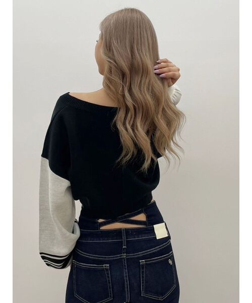 GYDA(ジェイダ)の「2wayスリーブラインVネックニットトップス(ニット/セーター・レディース・ボルドー/ブラック・FREE)」の20枚目の写真