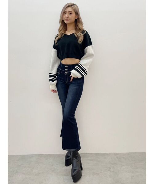 GYDA(ジェイダ)の「2wayスリーブラインVネックニットトップス(ニット/セーター・レディース・ボルドー/ブラック・FREE)」の21枚目の写真