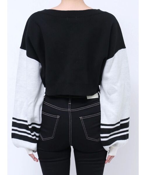 GYDA(ジェイダ)の「2wayスリーブラインVネックニットトップス(ニット/セーター・レディース・ボルドー/ブラック・FREE)」の5枚目の写真