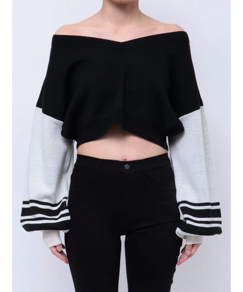 GYDA(ジェイダ)の「2wayスリーブラインVネックニットトップス(ニット/セーター・レディース・ボルドー/ブラック・FREE)」の10枚目の写真