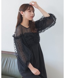 フロッキードットパンツドレス