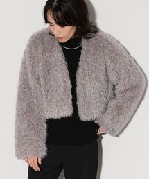 GALLEST | フェイクファーボレロジャケット(ノーカラージャケット)