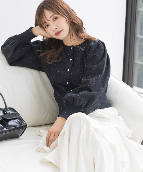 mysty woman（ミスティウーマン）の「スパンコールラメ2WAYプルオーバー　152004（カーディガン/ボレロ・レディース・ブラック/ライトブルー/オフホワイト・FREE）」の2枚目の写真