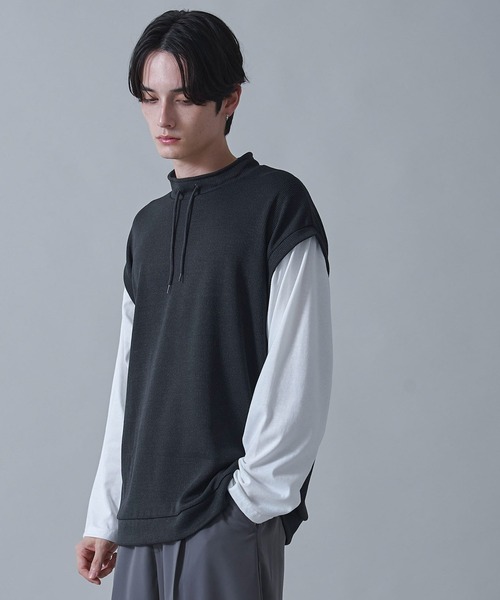 BROWNY(ブラウニー)の「BROWNY/フェイクレイヤードモックネックベストロンT(Tシャツ/カットソー・メンズ・ベージュ/チャコール・MEDIUM/LARGE)」の17枚目の写真