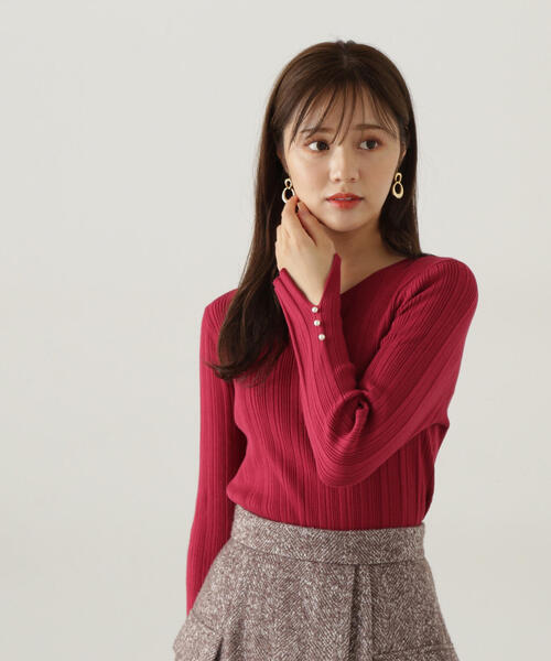 PROPORTION BODY DRESSING(プロポーションボディドレッシング)の「ハートカットアイレットリブニット / 1214270002(ニット/セーター・レディース・ホワイト/レッド/パープル・SMALL/MEDIUM)」の7枚目の写真