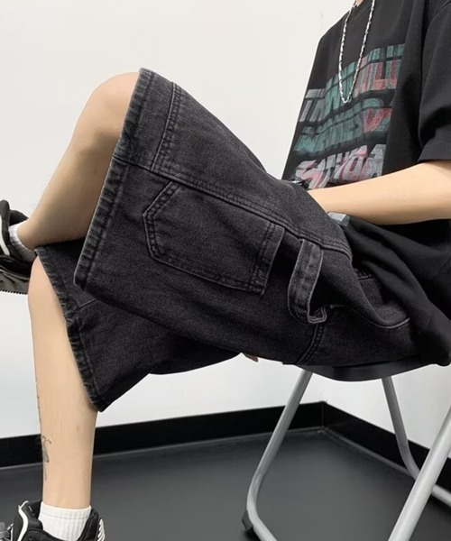NOWLE】スタッズ デザイン デニム ハーフパンツ（デニムパンツ