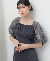 刺繍 バルーン スリーブ マーメイド ワンピース パーティー ドレス 結婚式 お呼ばれ オケージョン
