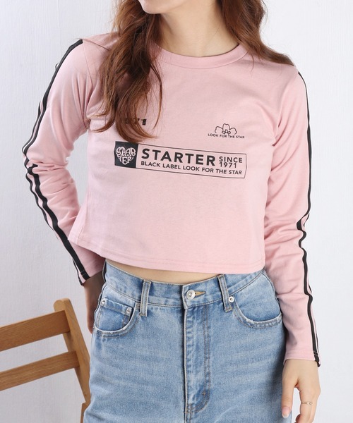 STARTER（スターター）の「STARTER BLACK LABEL ユニフォーム風デザイン クロップド丈 ロンＴ（Tシャツ/カットソー・レディース・ブラック/ホワイト/ピンク・M/L）」の4枚目の写真