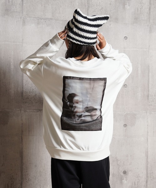 フラワーグラフィック オーガンジーPT スウェット / Flower Graphic Organza Punch Sweatshirt（スウェット）｜1111clothing（ワンフォークロージング）