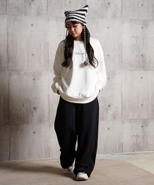 フラワーグラフィック オーガンジーPT スウェット / Flower Graphic Organza Punch Sweatshirt（スウェット）｜1111clothing（ワンフォークロージング）