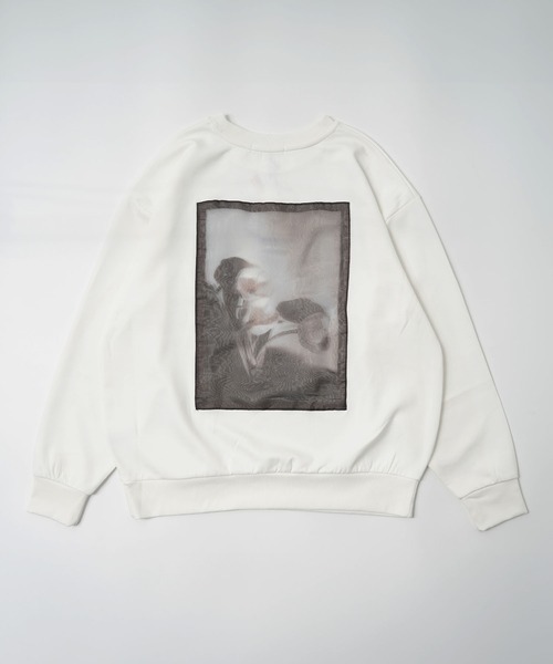 フラワーグラフィック オーガンジーPT スウェット / Flower Graphic Organza Punch Sweatshirt（スウェット）｜1111clothing（ワンフォークロージング）